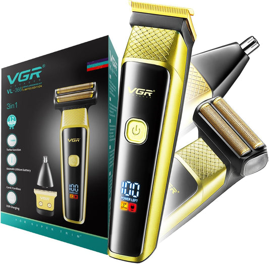 VGR VL-366 Professional 3-in-1 Grooming Kit for Men | 90 Min Runtime