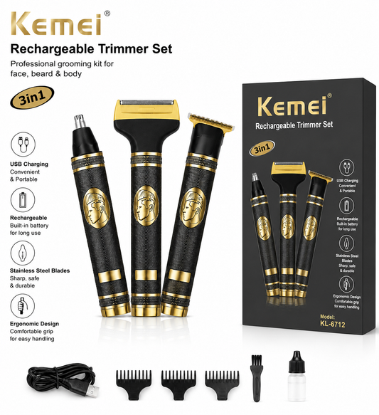 Kemei KM-6712 Professional 3-in-1 Hair Trimmer for Men