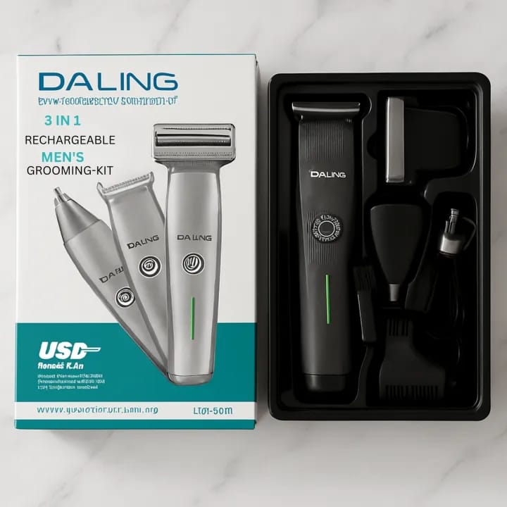 DALING DL-9218 3-in-1 Men's Grooming Kit – Rechargeable Hair Clipper, Shaver & Beard Trimmer