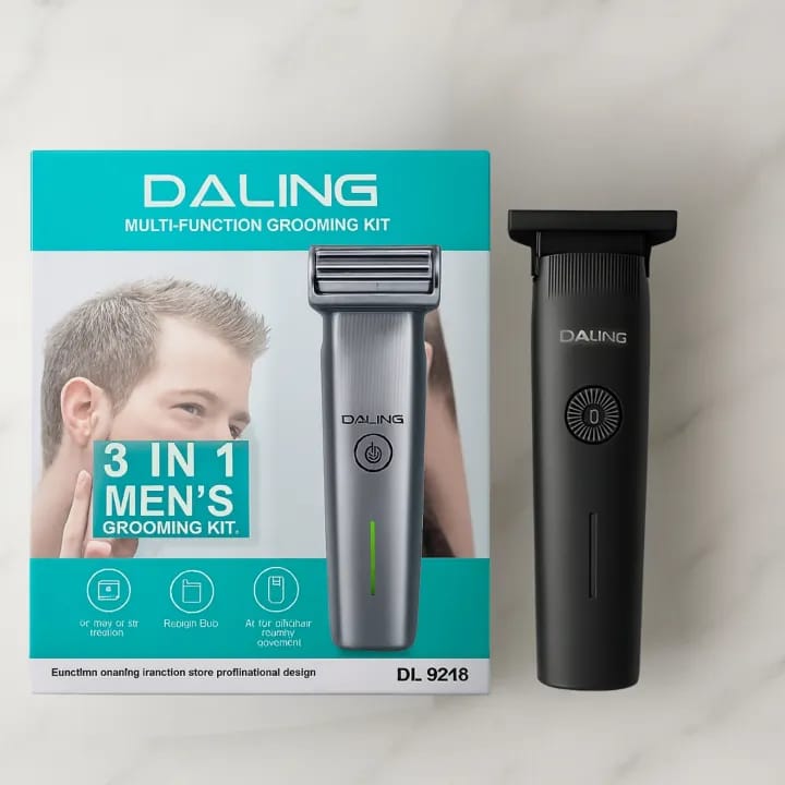 DALING DL-9218 3-in-1 Men's Grooming Kit – Rechargeable Hair Clipper, Shaver & Beard Trimmer