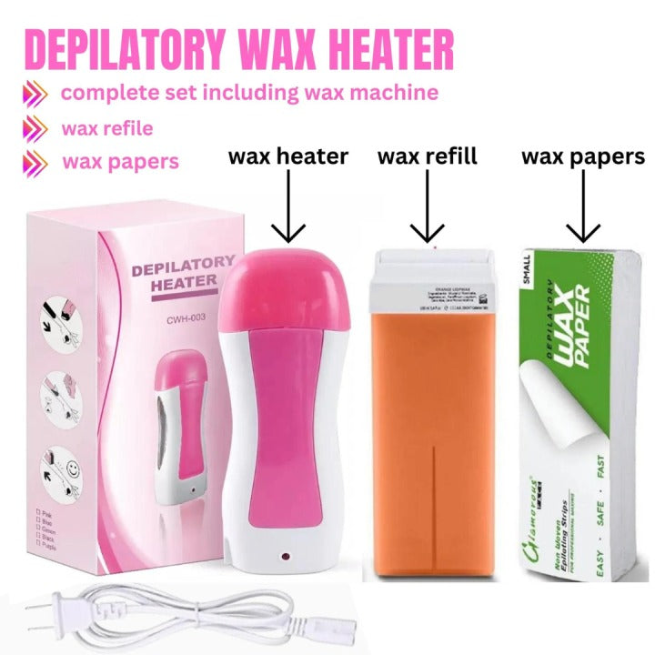 Depilatory Wax Heater 3 in 1 – Roll On Waxing Machine for Hair Removal