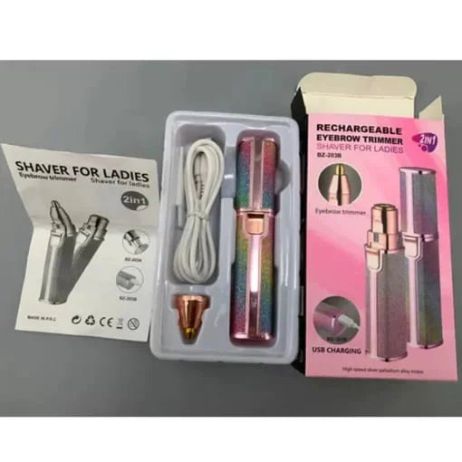 2-in-1 Rechargeable Eyebrow & Facial Hair Remover – Painless Flawless Trimmer for Women