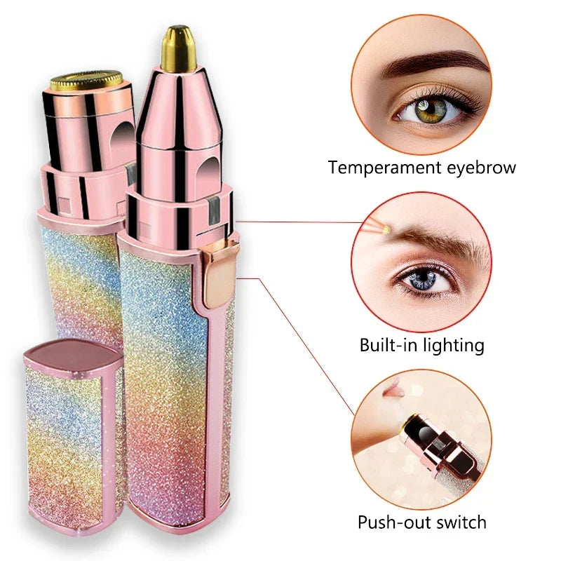 2-in-1 Rechargeable Eyebrow & Facial Hair Remover – Painless Flawless Trimmer for Women