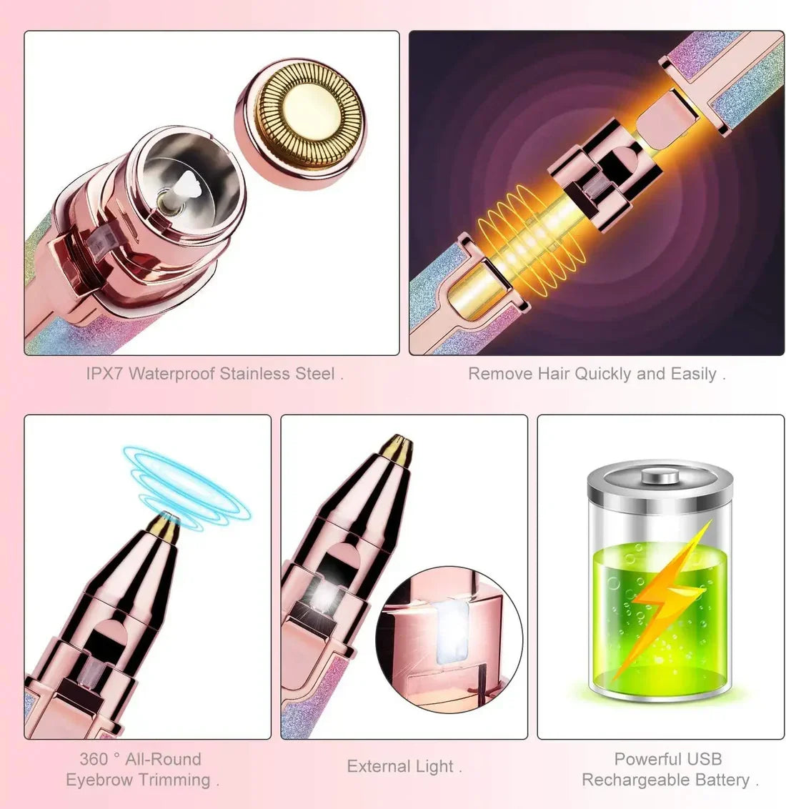 2-in-1 Rechargeable Eyebrow & Facial Hair Remover – Painless Flawless Trimmer for Women