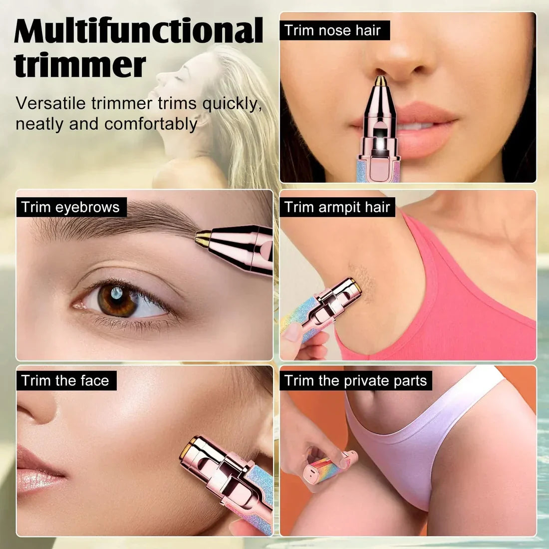 2-in-1 Rechargeable Eyebrow & Facial Hair Remover – Painless Flawless Trimmer for Women