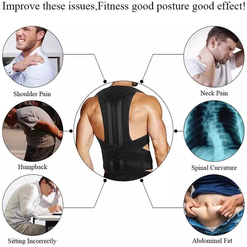Body Posture Corrector Belt – Adjustable Shoulder & Back Support Brace for Men & Women