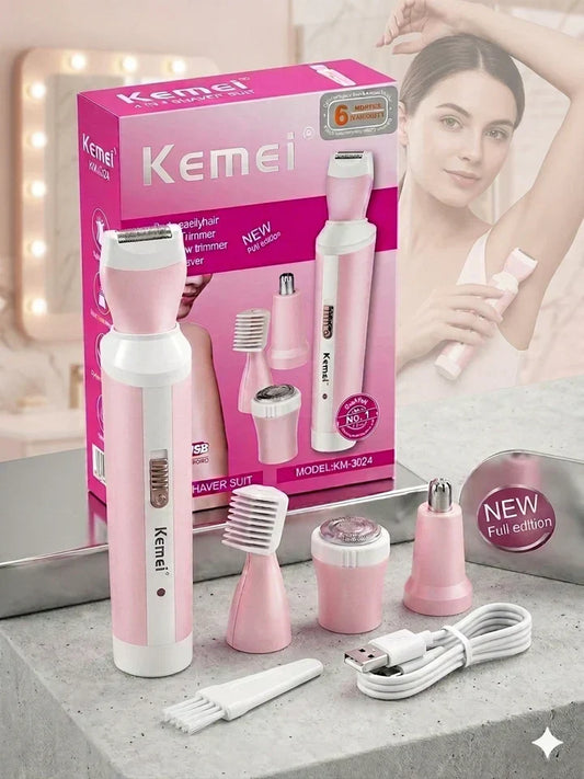 Kemei 4-in-1 Rechargeable Ladies Epilator & Hair Remover – Model 3024